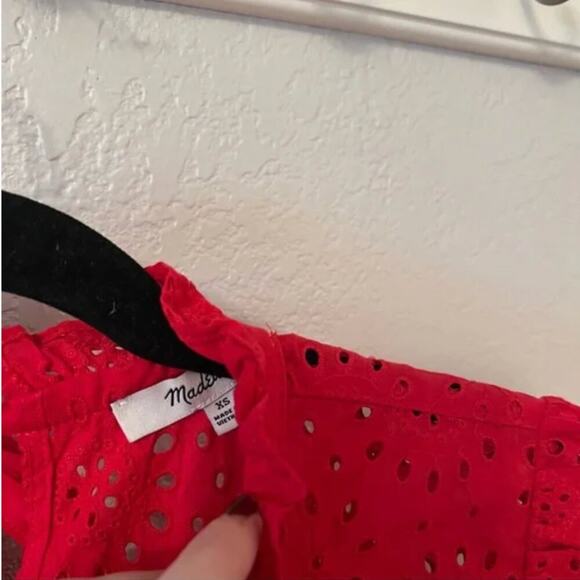 Madewell Embroidered Eyelet Ruffle-Neck Keyhole Top - Picture 7 of 7